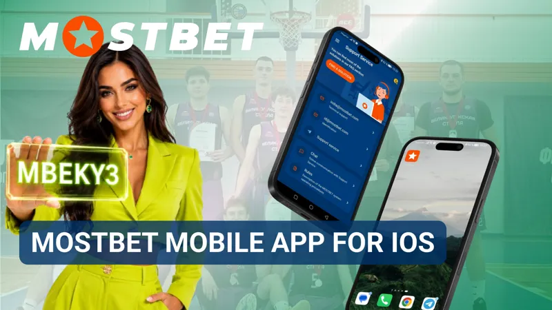 iPhone screen showcasing the Mostbet mobile application interface for iOS users.