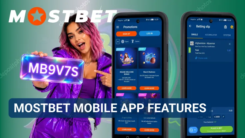 Feature overview highlighting betting tools, casino access, and account management options.