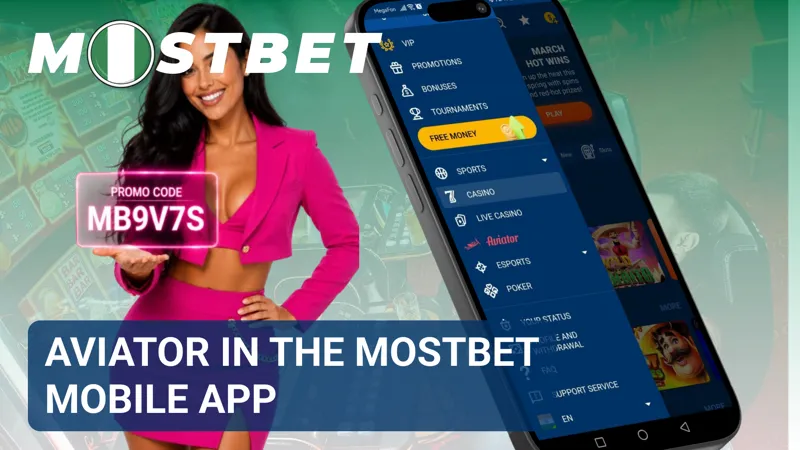 Mobile screen displaying the Aviator game interface within the MostBet Nigeria app.