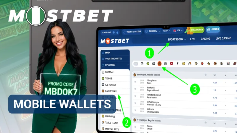 Mobile wallet payment screen showing digital balance transfer options for MostBet deposits in Nigeria.