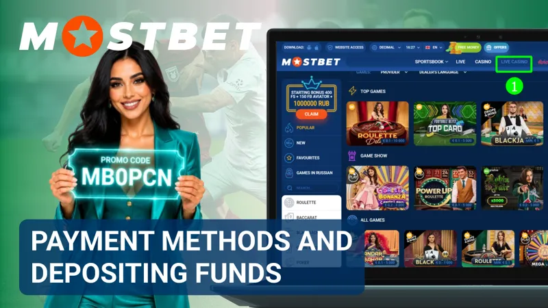 Payment section featuring deposit options available in Nigerian naira on Mostbet.