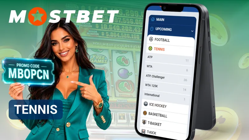 Tennis betting section featuring matches from major tours and championships.
