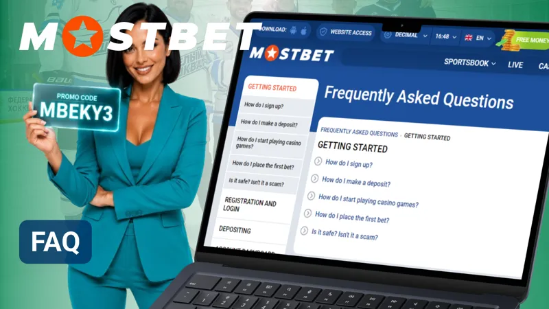 Frequently asked questions section covering common topics about Mostbet services.