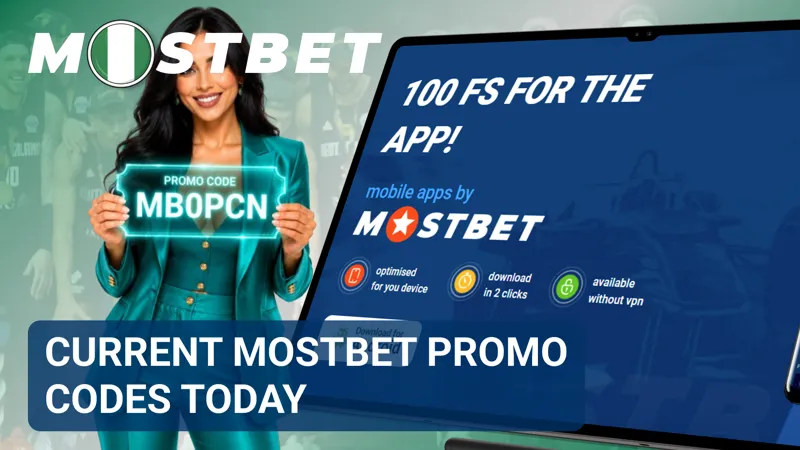 Current promotions board listing active MostBet promo codes and their associated bonus offers.